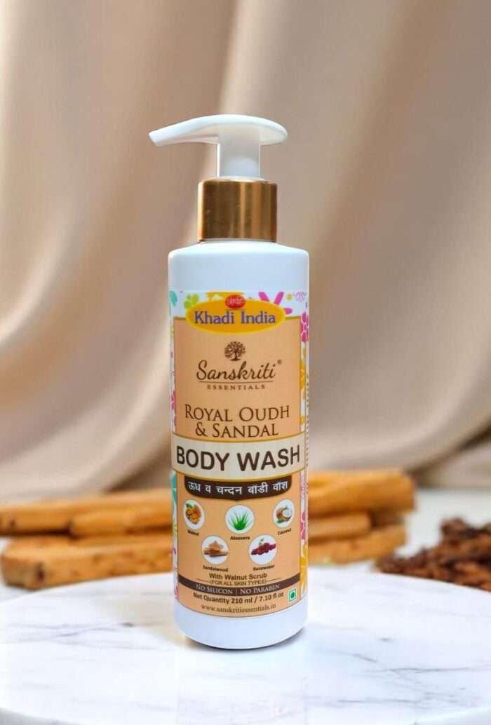 Royal Oudh & Sandal Body Wash With Walnut Scrub - Khadi India